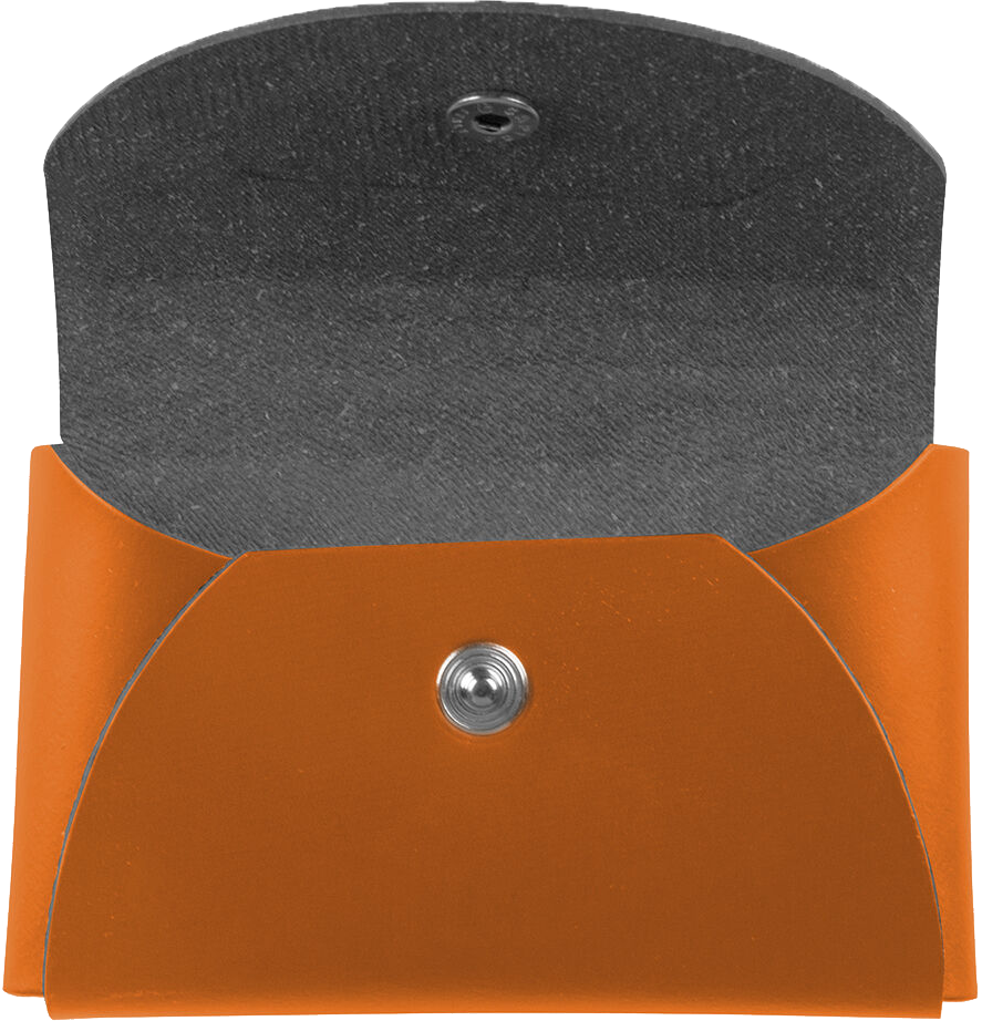 Orange Leather Business Card Case with Round Flap - 20 Card Capacity