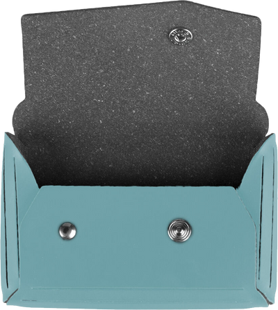 Teal Leather Business Card Case with Snap Closure - 20 Card Capacity