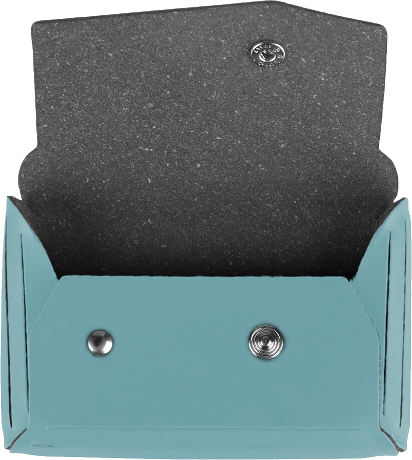 Teal Leather Business Card Case with Snap Closure - 20 Card Capacity