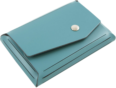 Teal Leather Business Card Case with Snap Closure - 20 Card Capacity