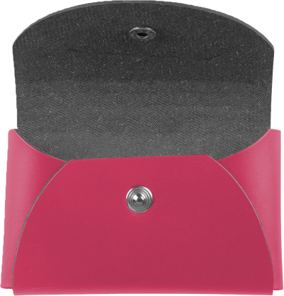 Fuchsia Leather Business Card Case with Round Flap - 20 Card Capacity