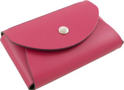 Fuchsia Leather Business Card Case with Round Flap - 20 Card Capacity