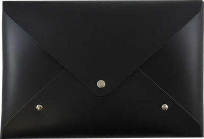 Black 9 1/2 x 6 1/2 x 1 Leather Portfolios with Snap