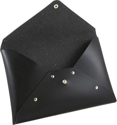 Black 9 1/2 x 6 1/2 x 1 Leather Portfolios with Snap