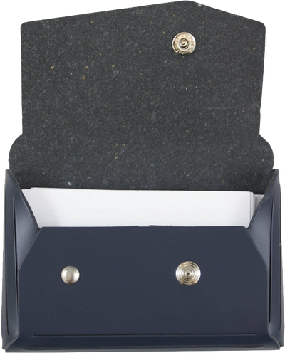 Navy Leather with Snap Closure Navy Leather Business Card Case with Snap Closure - 20 Card Capacity