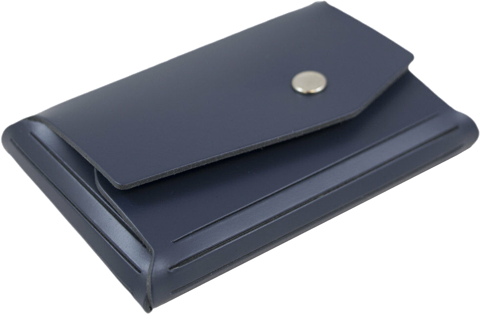 Navy Leather with Snap Closure Navy Leather Business Card Case with Snap Closure - 20 Card Capacity