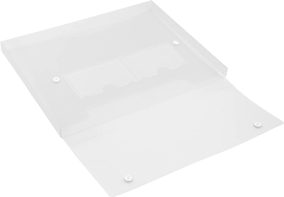 Clear 9 1/2 x 12 1/2 x 3/4 Plastic Portfolios with Two Snaps