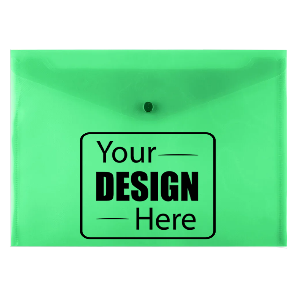 Green Letter Booklet Plastic Envelopes (9 3/4 x 13) with Snap Closure