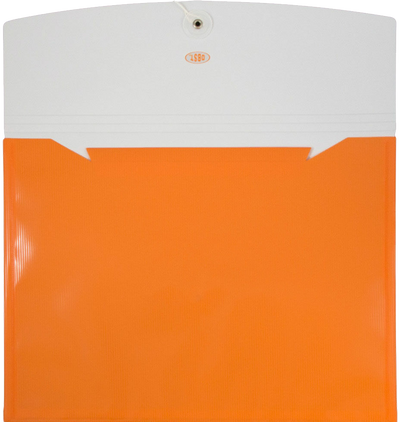 Orange Two-Tone Letter Booklet Plastic Envelopes (9 3/4 x 13) with Button & String