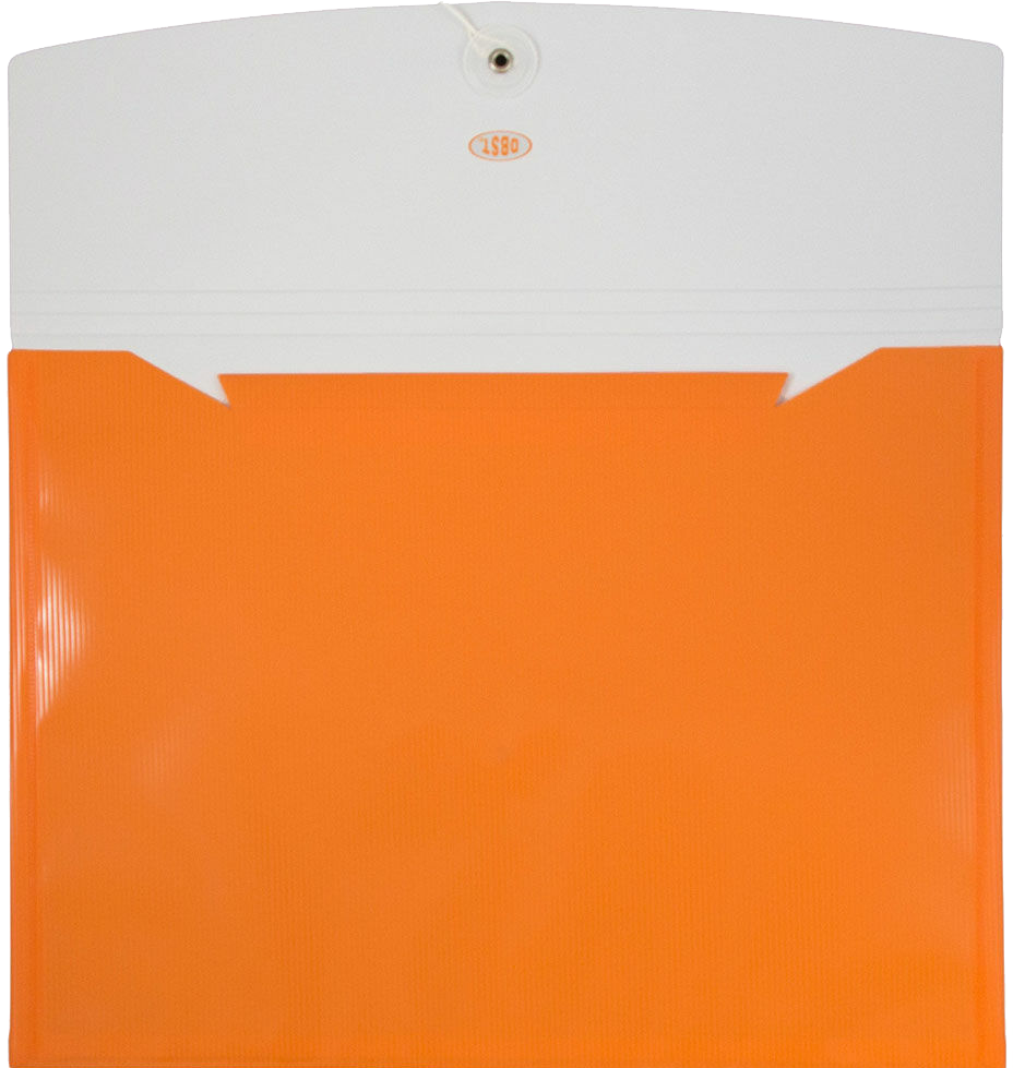 Orange Two-Tone Letter Booklet Plastic Envelopes (9 3/4 x 13) with Button & String