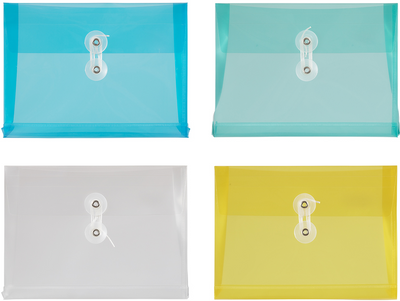 Assorted 5 1/2 x 7 1/2 Index Booklet Plastic Envelopes with Button & String - Pack of 24