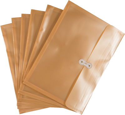 Gold Pearl Legal Booklet Plastic Envelopes (9 3/4 x 14 1/2) with Button & String