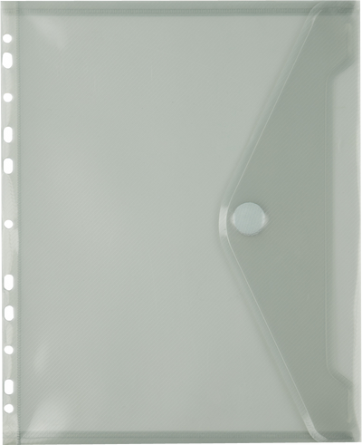 Smoke Gray Letter Booklet 3 Hole Punch Plastic Envelopes (9 1/2 x 11 1/2) with Hook and Loop Closure