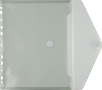 Smoke Gray Letter Booklet 3 Hole Punch Plastic Envelopes (9 1/2 x 11 1/2) with Hook and Loop Closure