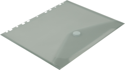 Smoke Gray Letter Booklet 3 Hole Punch Plastic Envelopes (9 1/2 x 11 1/2) with Hook and Loop Closure