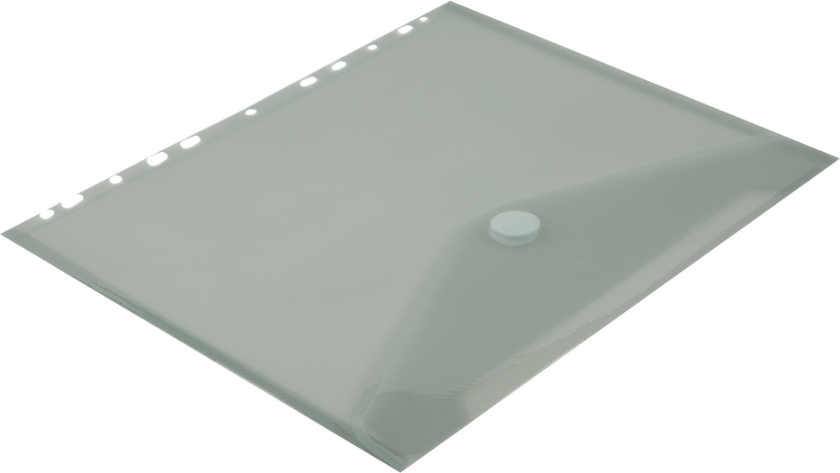 Smoke Gray Letter Booklet 3 Hole Punch Plastic Envelopes (9 1/2 x 11 1/2) with Hook and Loop Closure