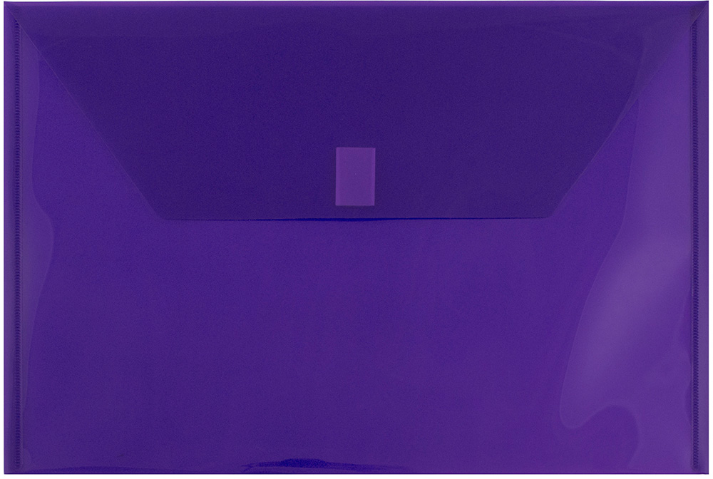 Purple Legal Booklet Plastic Envelopes (9 3/4 x 14 1/2) with Hook and Loop Closure