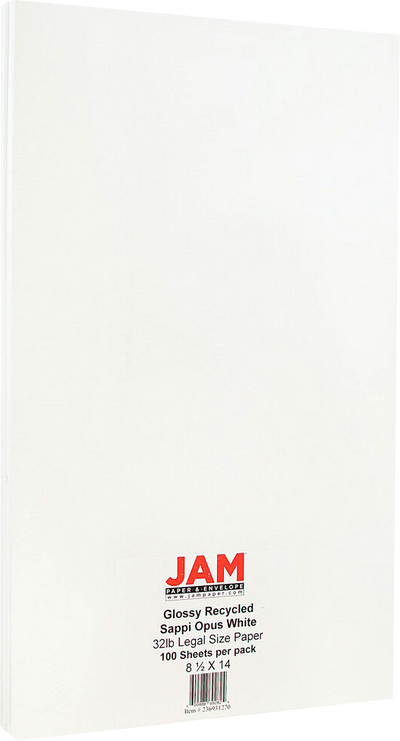 Glossy White 32lb 8 1/2 x 14 2 Sided Paper
