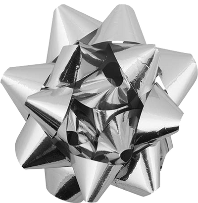 Silver 3 1/2 Inch Small Gift Bows - 12 Pack