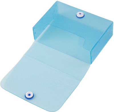Light Blue Plastic Business Card Case with Snap Closure - 20 Card Capacity