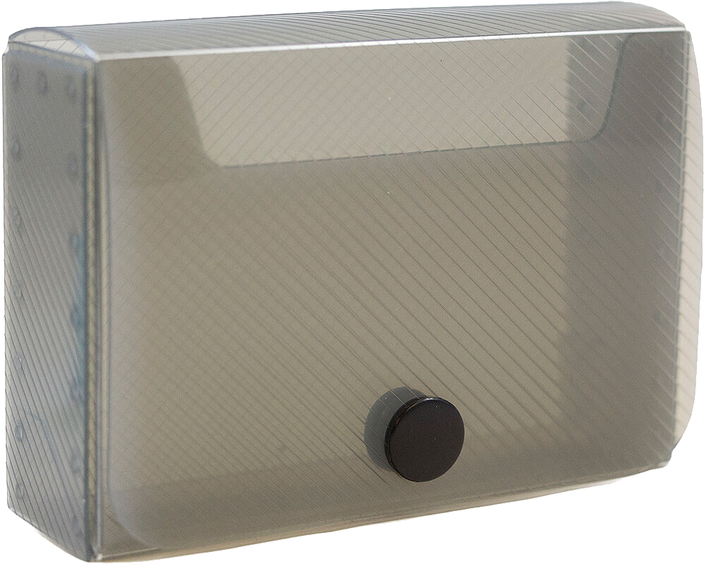 Smoke Gray Plastic Business Card Case with Snap Closure - 20 Card Capacity