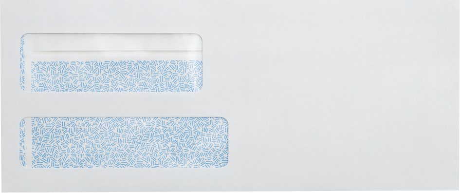 White with Security Tint 24lb #9 Regular Double Window Envelopes (3 7/8 x 8 7/8) with Redi Seal
