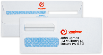 White with Security Tint 24lb #10 Double Window Envelopes (4 1/8 x 9 1/2) with Redi Seal