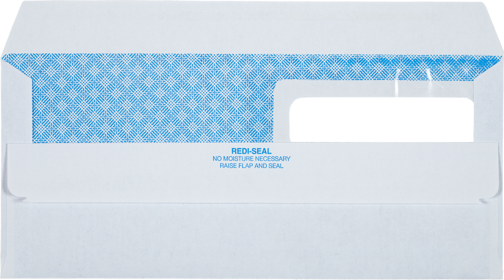 White with Security Tint 24lb #10 Double Window Envelopes (4 1/8 x 9 1/2) with Redi Seal