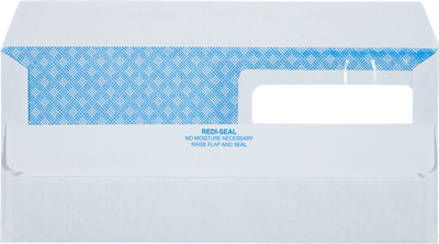 White with Security Tint 24lb #10 Double Window Envelopes (4 1/8 x 9 1/2) with Redi Seal