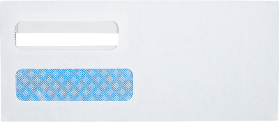 White with Security Tint 24lb #10 Double Window Envelopes (4 1/8 x 9 1/2) with Redi Seal