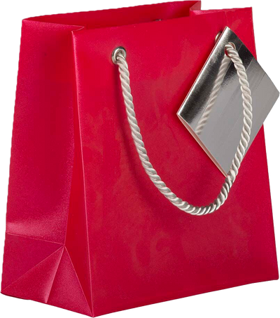 Red Small Opaque Shopping Bags (5 3/4 x 5 3/4 x 2 1/2)