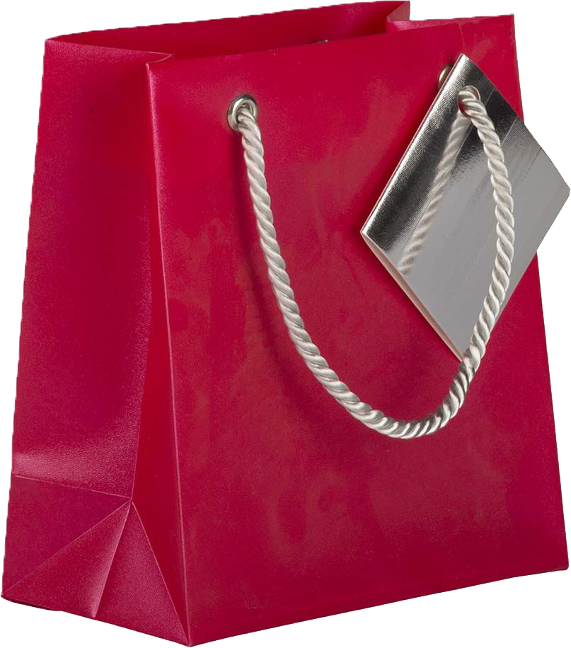Red Small Opaque Shopping Bags (5 3/4 x 5 3/4 x 2 1/2)