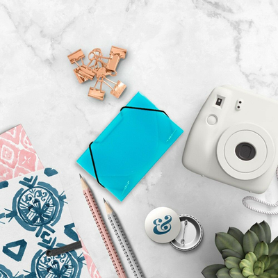 Blue Frosted Plastic Business Card Case - 20 Card Capacity