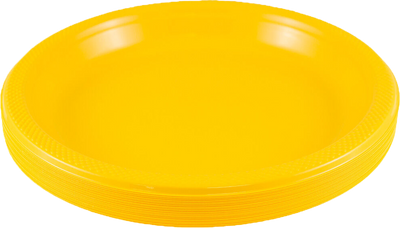 Yellow Medium Plastic Plates (9 Inch) - 20 Pack
