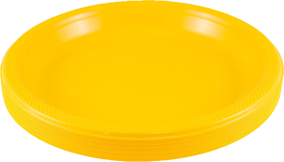 Yellow Medium Plastic Plates (9 Inch) - 20 Pack