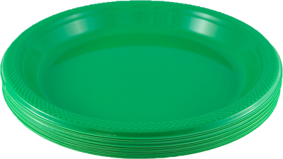 Green Medium Plastic Plates (9 Inch) - 20 Pack