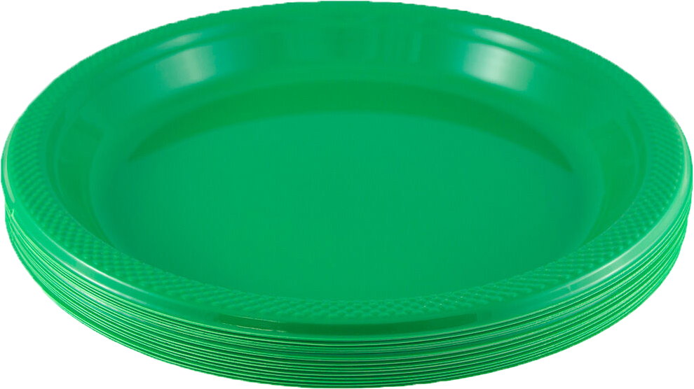 Green Medium Plastic Plates (9 Inch) - 20 Pack