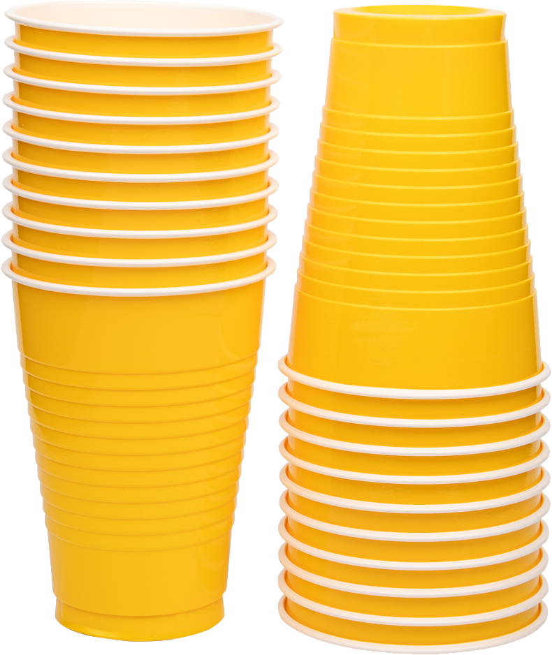 Yellow 12oz Plastic Cups - 20 Pack