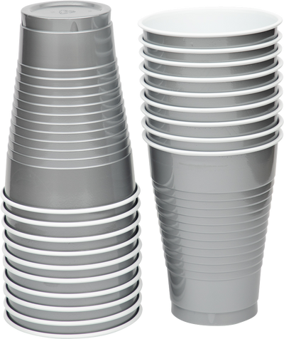 Silver 12oz Plastic Cups - 20 Pack