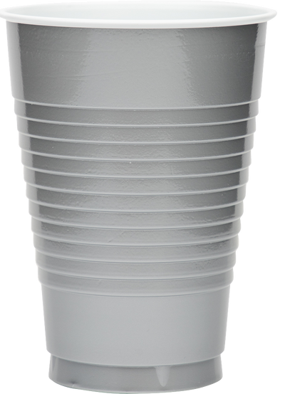 Silver 12oz Plastic Cups - 20 Pack