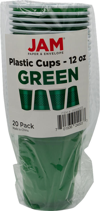 Green 12oz Plastic Cups - 20 Pack