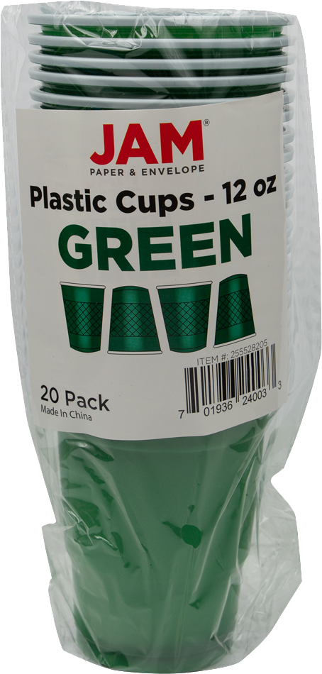 Green 12oz Plastic Cups - 20 Pack