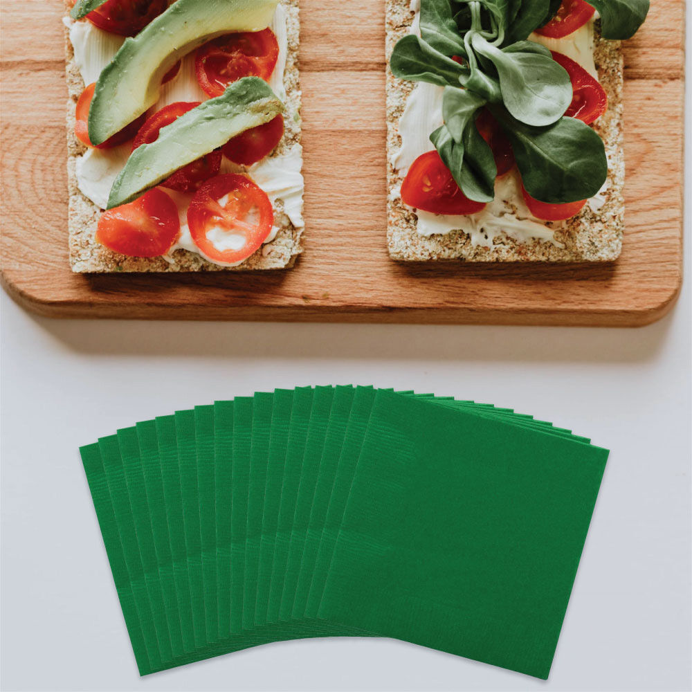 Green 3-Ply 5 x 5 Beverage Napkins