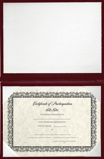 9 x 15 Landscape Padded Diploma Covers (Holds 8 1/2 x 14 Document) - Maroon