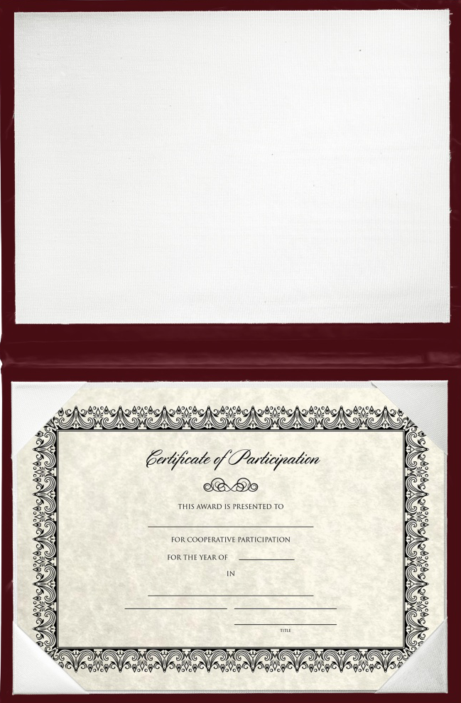 11 1/2 x 14 1/2 Landscape Padded Diploma Covers (Holds 11 x 14 Document) - Maroon
