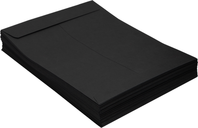Smooth Midnight Black 28lb 9 x 12 Open End Envelopes with Peel & Seal