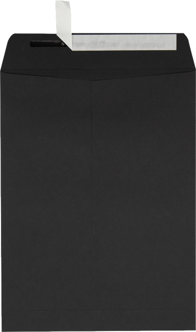 Smooth Midnight Black 28lb 9 x 12 Open End Envelopes with Peel & Seal