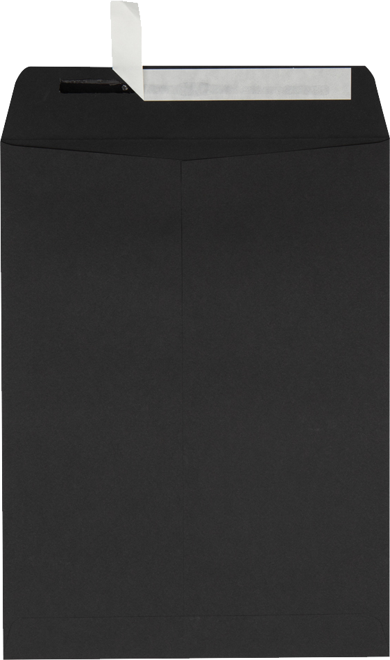 Smooth Midnight Black 28lb 9 x 12 Open End Envelopes with Peel & Seal