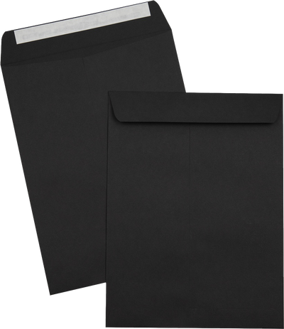 Smooth Midnight Black 28lb 9 x 12 Open End Envelopes with Peel & Seal