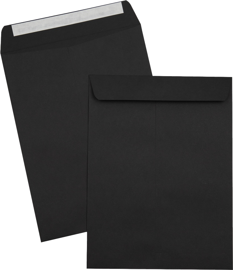 Smooth Midnight Black 28lb 9 x 12 Open End Envelopes with Peel & Seal